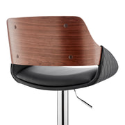 Colby Adjustable Black Faux Leather and Chrome Finish Bar Stool - Furniture City (CA)l