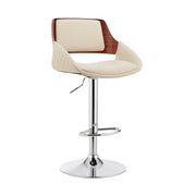 Colby Adjustable Cream Faux Leather and Chrome Finish Bar Stool - Furniture City (CA)l