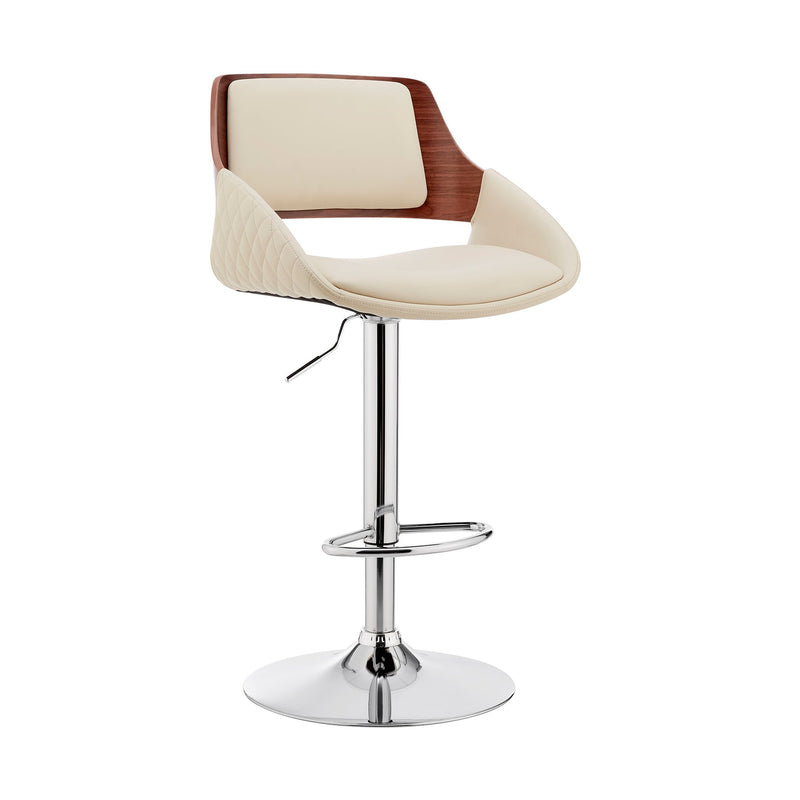 Colby Adjustable Cream Faux Leather and Chrome Finish Bar Stool - Furniture City (CA)l