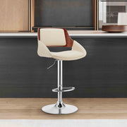 Colby Adjustable Cream Faux Leather and Chrome Finish Bar Stool - Furniture City (CA)l