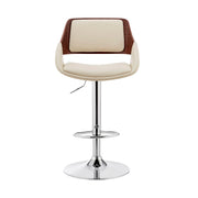 Colby Adjustable Cream Faux Leather and Chrome Finish Bar Stool - Furniture City (CA)l