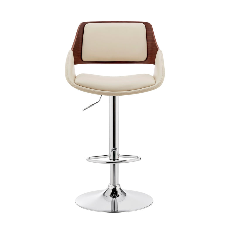 Colby Adjustable Cream Faux Leather and Chrome Finish Bar Stool - Furniture City (CA)l