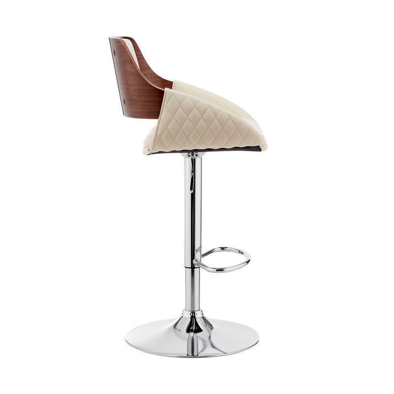 Colby Adjustable Cream Faux Leather and Chrome Finish Bar Stool - Furniture City (CA)l