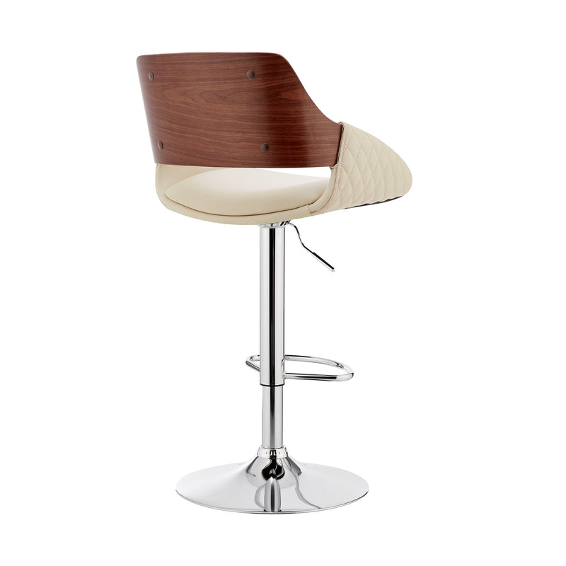 Colby Adjustable Cream Faux Leather and Chrome Finish Bar Stool - Furniture City (CA)l