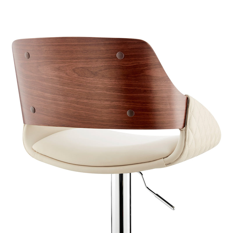 Colby Adjustable Cream Faux Leather and Chrome Finish Bar Stool - Furniture City (CA)l