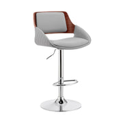 Colby Adjustable Gray Faux Leather and Chrome Finish Bar Stool - Furniture City (CA)l