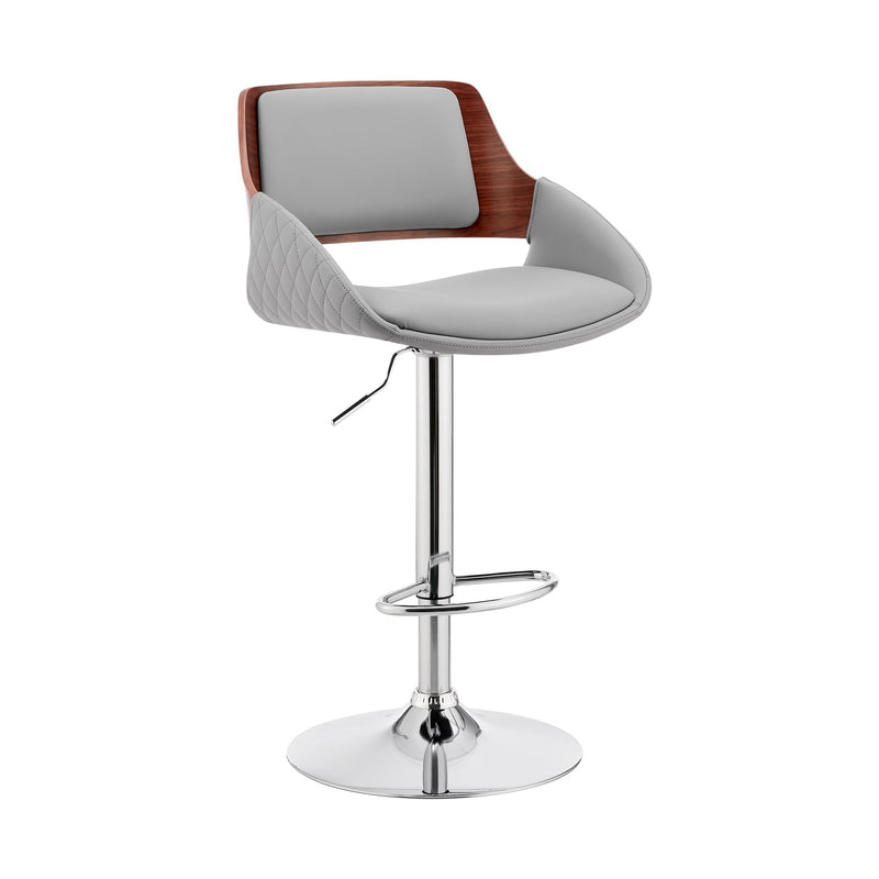 Colby Adjustable Gray Faux Leather and Chrome Finish Bar Stool - Furniture City (CA)l