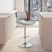 Colby Adjustable Gray Faux Leather and Chrome Finish Bar Stool - Furniture City (CA)l