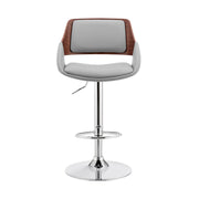 Colby Adjustable Gray Faux Leather and Chrome Finish Bar Stool - Furniture City (CA)l