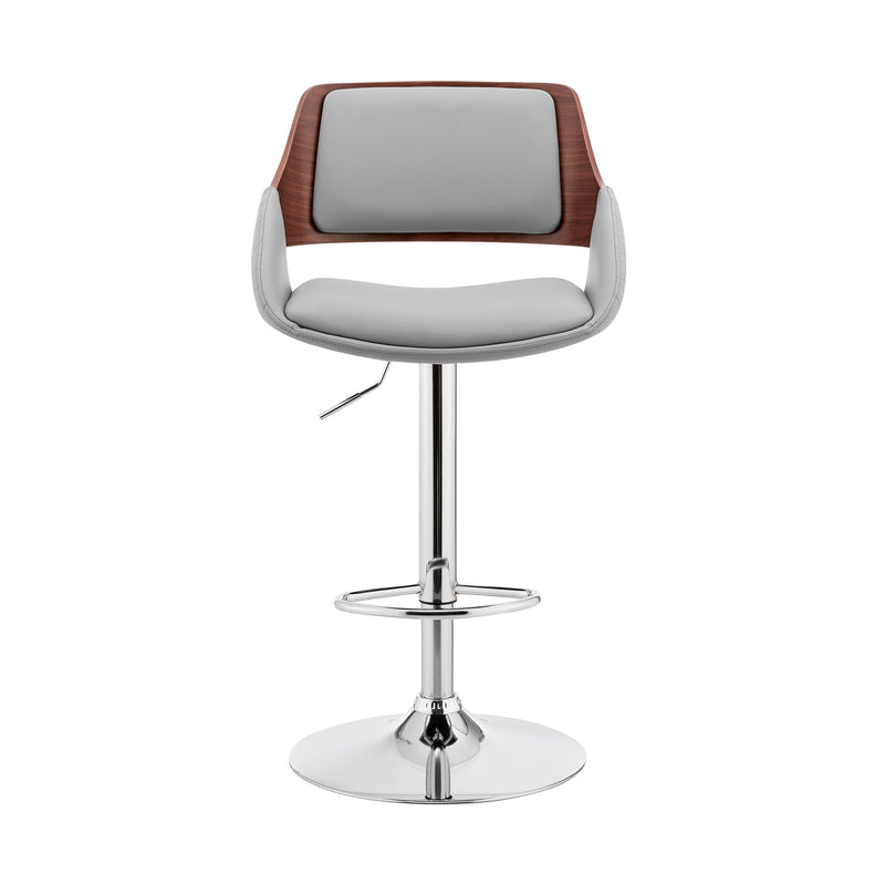 Colby Adjustable Gray Faux Leather and Chrome Finish Bar Stool - Furniture City (CA)l