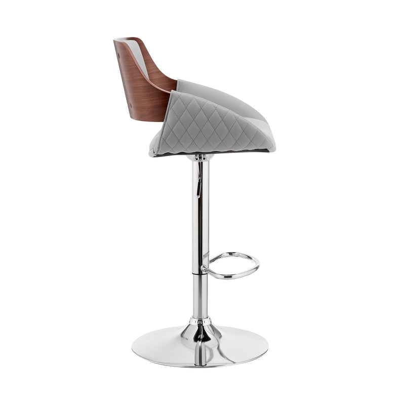 Colby Adjustable Gray Faux Leather and Chrome Finish Bar Stool - Furniture City (CA)l