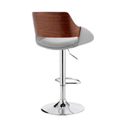 Colby Adjustable Gray Faux Leather and Chrome Finish Bar Stool - Furniture City (CA)l