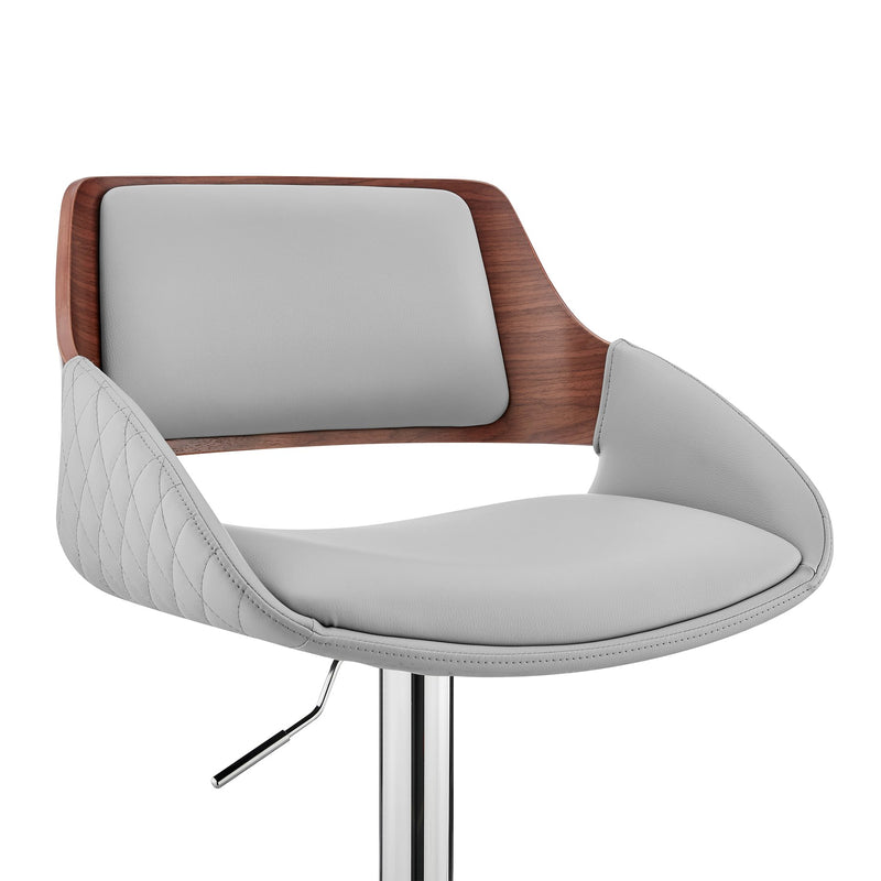 Colby Adjustable Gray Faux Leather and Chrome Finish Bar Stool - Furniture City (CA)l