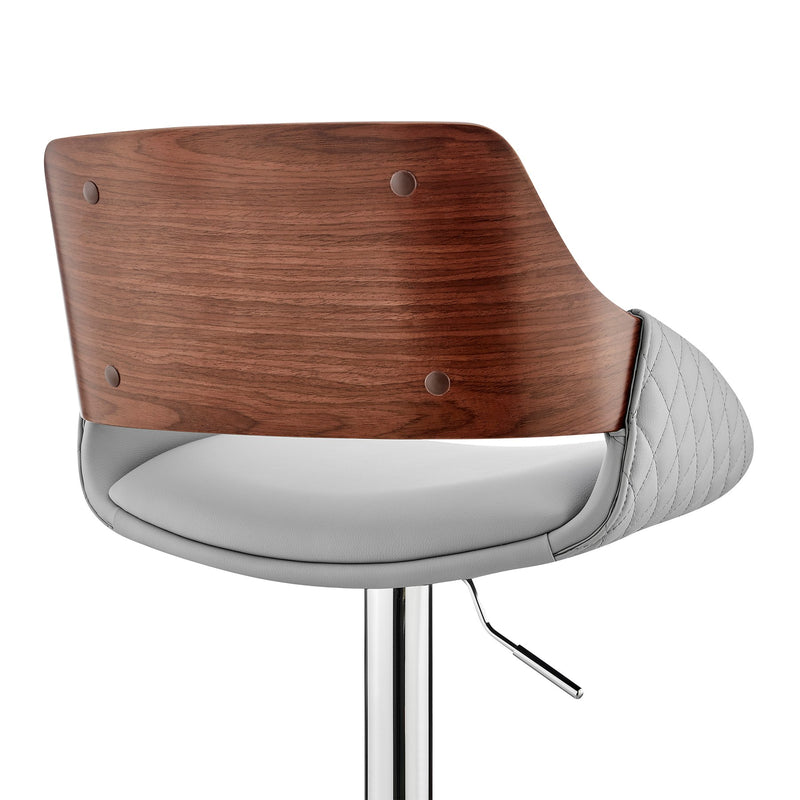 Colby Adjustable Gray Faux Leather and Chrome Finish Bar Stool - Furniture City (CA)l