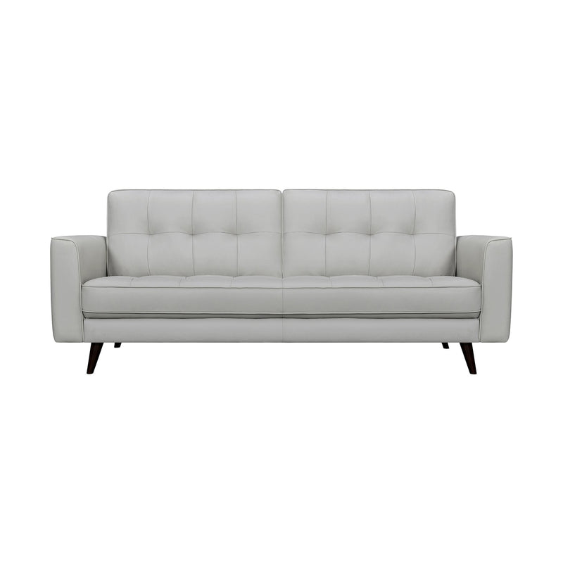 Daeson 86" Mid-Century Modern Dove Gray Genuine Leather Square Arm Sofa - Furniture City (CA)l