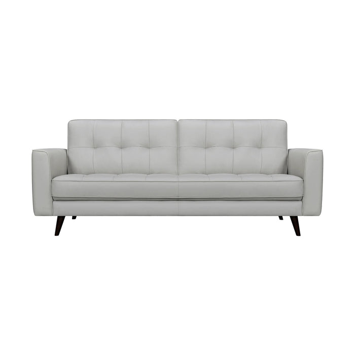 Daeson 86" Mid-Century Modern Dove Gray Genuine Leather Square Arm Sofa