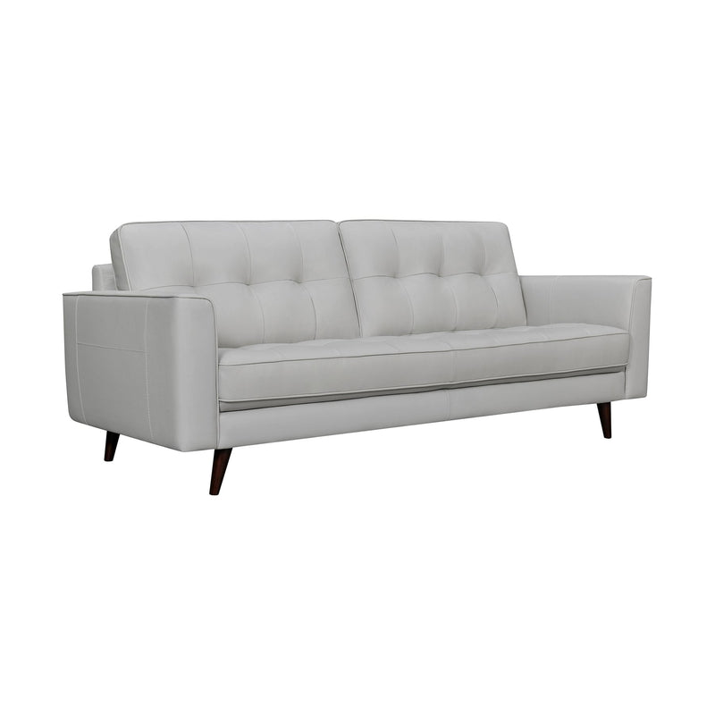 Daeson 86" Mid-Century Modern Dove Gray Genuine Leather Square Arm Sofa - Furniture City (CA)l