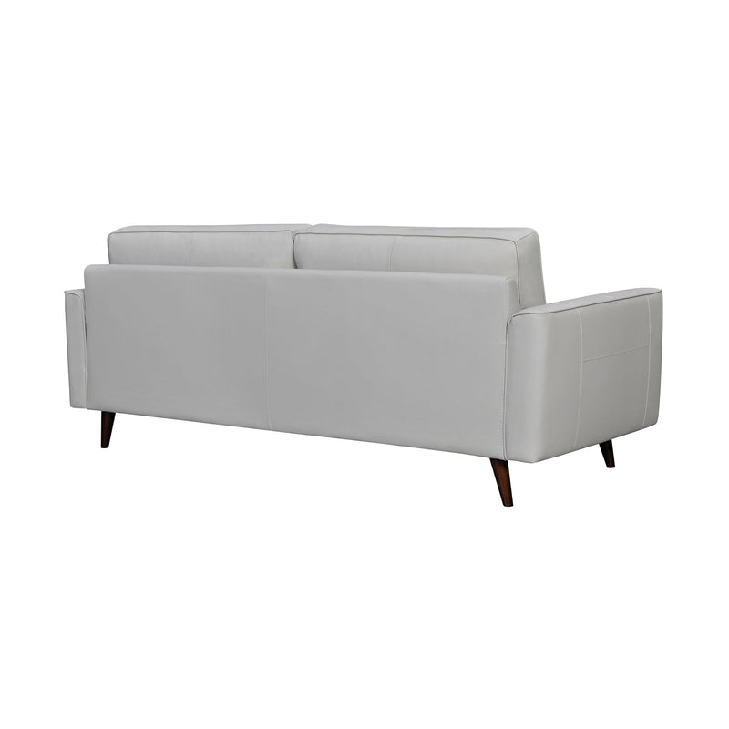 Daeson 86" Mid-Century Modern Dove Gray Genuine Leather Square Arm Sofa - Furniture City (CA)l