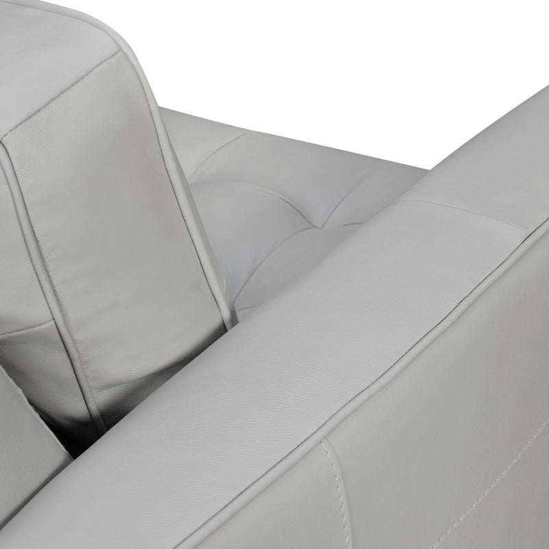 Daeson 86" Mid-Century Modern Dove Gray Genuine Leather Square Arm Sofa - Furniture City (CA)l