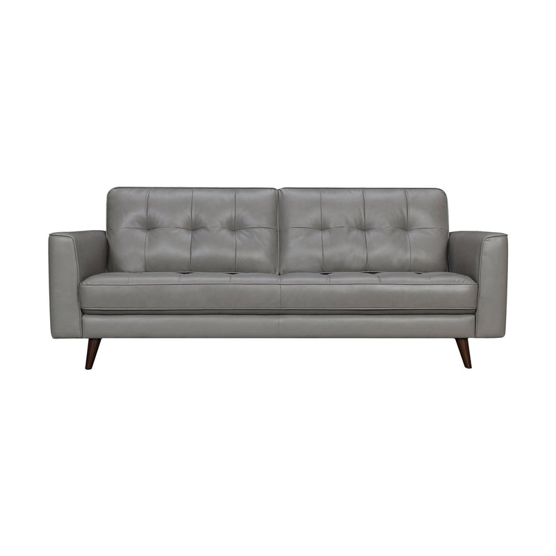 Daeson 86" Mid-Century Modern Gray Genuine Leather Square Arm Sofa - Furniture City (CA)l