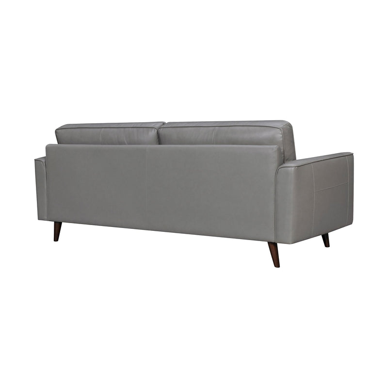 Daeson 86" Mid-Century Modern Gray Genuine Leather Square Arm Sofa - Furniture City (CA)l