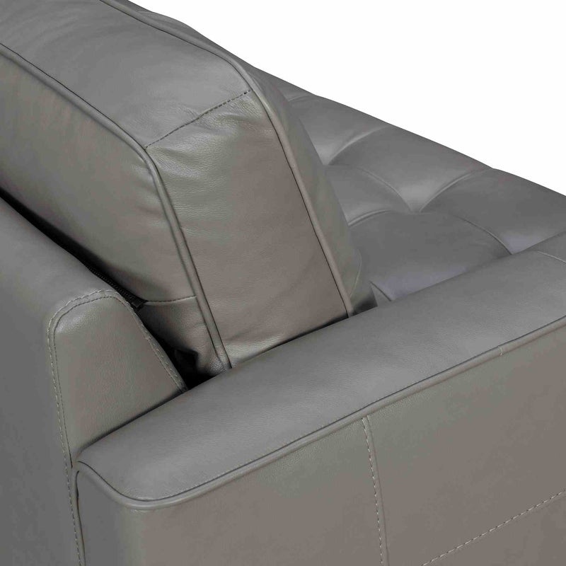 Daeson 86" Mid-Century Modern Gray Genuine Leather Square Arm Sofa - Furniture City (CA)l