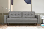 Daeson 86" Mid-Century Modern Gray Genuine Leather Square Arm Sofa - Furniture City (CA)l