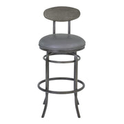 Davis 30" Bar Height Metal Swivel Barstool in Vintage Gray Faux Leather with Mineral Finish and Gray Walnut Wood Back - Furniture City (CA)l