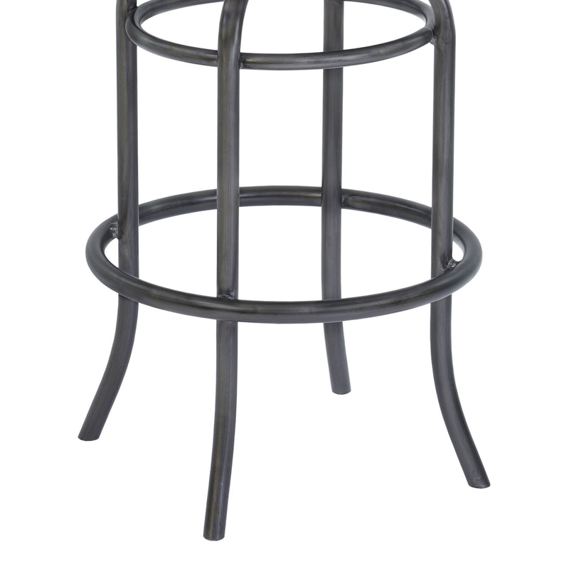 Davis 30" Bar Height Metal Swivel Barstool in Vintage Gray Faux Leather with Mineral Finish and Gray Walnut Wood Back - Furniture City (CA)l