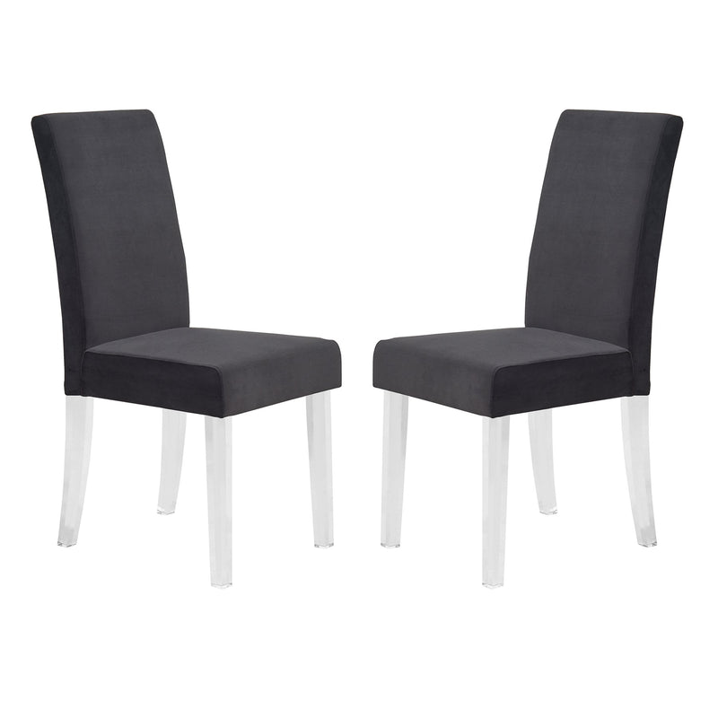 Dalia Modern and Contemporary Dining Chair in Black Velvet with Acrylic Legs - Set of 2 - Furniture City (CA)l