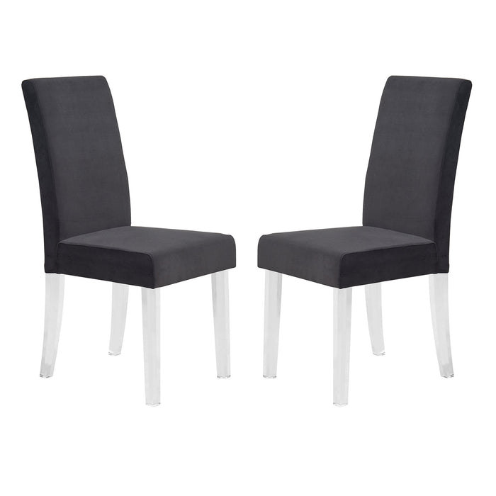 Dalia Modern and Contemporary Dining Chair in Black Velvet with Acrylic Legs - Set of 2