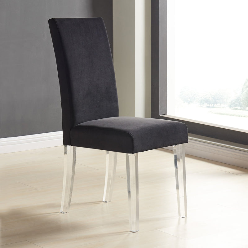 Dalia Modern and Contemporary Dining Chair in Black Velvet with Acrylic Legs - Set of 2 - Furniture City (CA)l