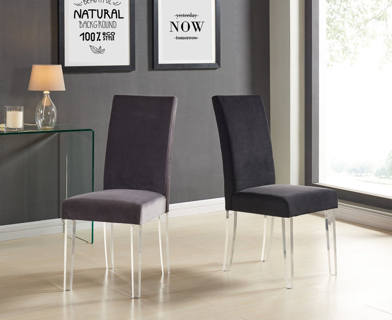 Dalia Modern and Contemporary Dining Chair in Black Velvet with Acrylic Legs - Set of 2 - Furniture City (CA)l