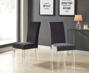 Dalia Modern and Contemporary Dining Chair in Gray Velvet with Acrylic Legs - Set of 2 - Furniture City (CA)l