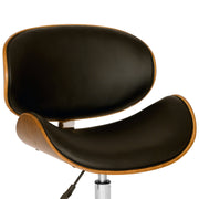 Daphne Modern Office Chair In Chrome Finish with Black Faux Leather And Walnut Veneer Back - Furniture City (CA)l