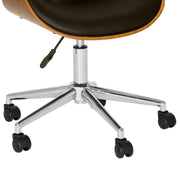 Daphne Modern Office Chair In Chrome Finish with Black Faux Leather And Walnut Veneer Back - Furniture City (CA)l
