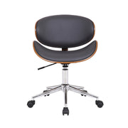 Daphne Modern Office Chair In Chrome Finish with Gray Faux Leather And Walnut Veneer Back - Furniture City (CA)l