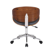 Daphne Modern Office Chair In Chrome Finish with Gray Faux Leather And Walnut Veneer Back - Furniture City (CA)l