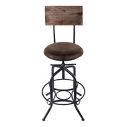 Damian Adjustable Barstool Metal in Industrial Gray Finish with Brown Fabric Seat - Furniture City (CA)l