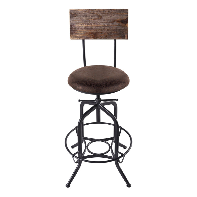 Damian Adjustable Barstool Metal in Industrial Gray Finish with Brown Fabric Seat - Furniture City (CA)l