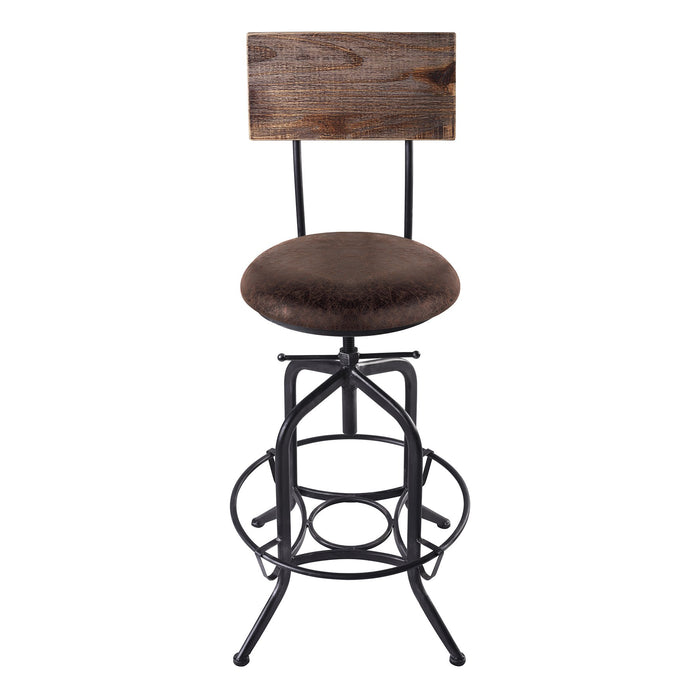 Damian Adjustable Barstool Metal in Industrial Gray Finish with Brown Fabric Seat