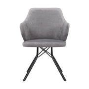 Darcie Contemporary Dining Chair in Black Powder Coated Finish with Gray Velvet and Black Brushed Wood Finish Back - Furniture City (CA)l
