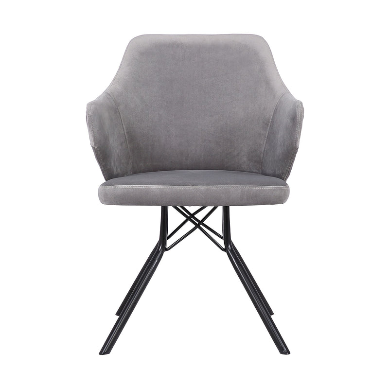 Darcie Contemporary Dining Chair in Black Powder Coated Finish with Gray Velvet and Black Brushed Wood Finish Back - Furniture City (CA)l