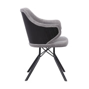 Darcie Contemporary Dining Chair in Black Powder Coated Finish with Gray Velvet and Black Brushed Wood Finish Back - Furniture City (CA)l