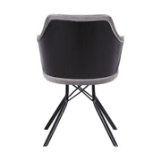 Darcie Contemporary Dining Chair in Black Powder Coated Finish with Gray Velvet and Black Brushed Wood Finish Back - Furniture City (CA)l