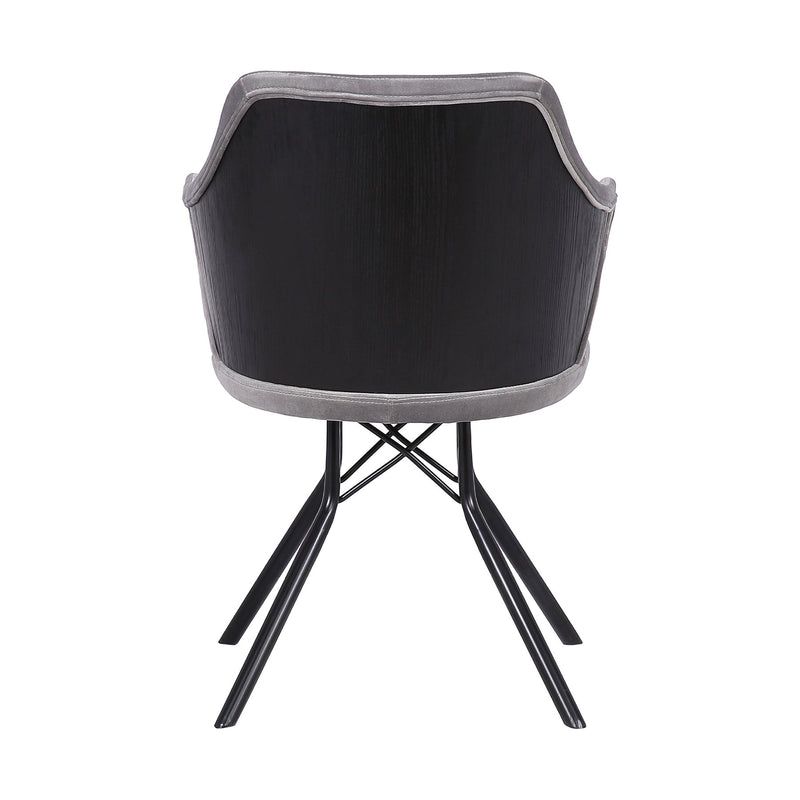 Darcie Contemporary Dining Chair in Black Powder Coated Finish with Gray Velvet and Black Brushed Wood Finish Back - Furniture City (CA)l