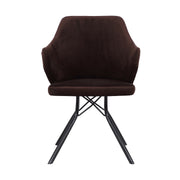 Darcie Mid-Century Dining Chair in Black Powder Coated Finish with Brown Velvet and Walnut Glazed Wood Finish Back - Furniture City (CA)l