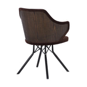 Darcie Mid-Century Dining Chair in Black Powder Coated Finish with Brown Velvet and Walnut Glazed Wood Finish Back - Furniture City (CA)l