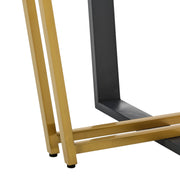 Devi 48" Round Dining Table in Gold Stainless Steel and Black Iron Base with Glass Tabletop - Furniture City (CA)l