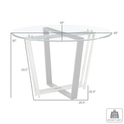 Devi 48" Round Dining Table in Gold Stainless Steel and Black Iron Base with Glass Tabletop - Furniture City (CA)l